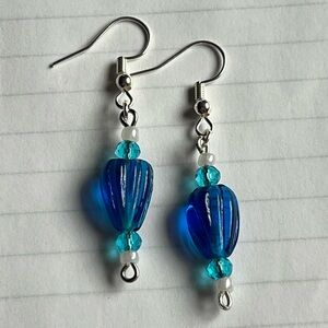 Handmade Blue Glass Earrings